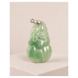 Carved Jade Pendant with Silver Tone Bail