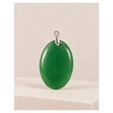 Oval Green Jade Pendant with Bail