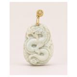 Jade Dragon Pendant with Gold Bail