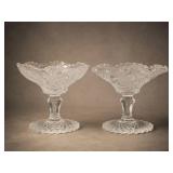 Pair Millersburg Hobstar & Feather Compotes