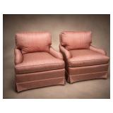 KayLyn Inc. Pair of Upholstered Silk Club Chairs