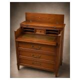 Walnut Secretary Desk with Drawers
