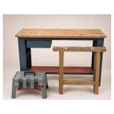 Metal Workbench With Tools and Vise