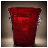 Blenko Seeded Ruby Glass Ice Bucket