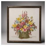 1979 Framed Floral Needlepoint Artwork
