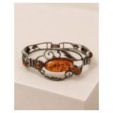 Sterling Silver and Amber Bangle Bracelet 17.1g
