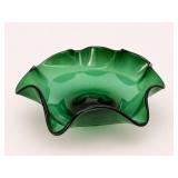 Green Free-Blown Glass Bowl, Mid-Century