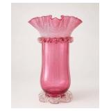 English Victorian Cranberry Art Glass Vase