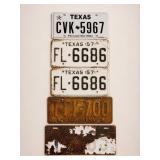 Six Vintage License Plates