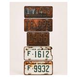 5 Vintage License Plates