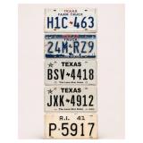 Texas and Rhode Island License Plates Lot