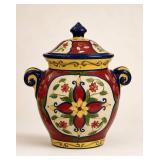 Talavera Handpainted Lidded Earthenware Jar