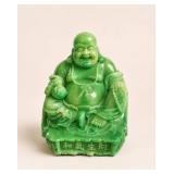 Green Resin Laughing Buddha Figurine