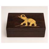 Wooden Box with Elephant Inlay