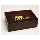 Wooden Box with Elephant Inlay
