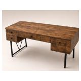 Wood and Metal Office Desk with Drawers