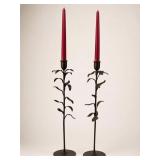 Metal Leaf Motif Candle Holders