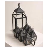 Six Metal Decorative Lanterns & 1 Large