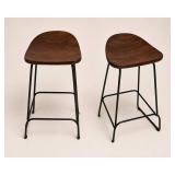 Pair Jofran Nature's Edge Acacia Counter Barstools
