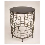 Metal Accent Table with Glass Top