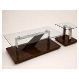 Modern Glass and Wood Coffee Table