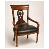 Wooden Armchair with Carved Backrest