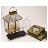 Decor Lot: Lantern, Wall Sconces, Cloche