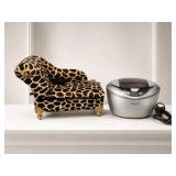 Giraffe Print Jewelry Box Chaise with Cross