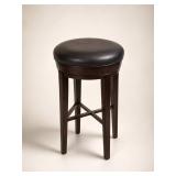 Wooden Swivel Bar Stool With Black Seat