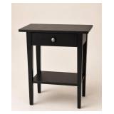 Black Wooden Nightstand with Drawer