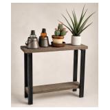 Wood and Metal Console Table, 39 Inches w Contents