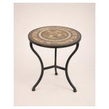 Round Mosaic Tile Patio Side Table
