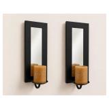 Wall Mirror Candle Sconce with Pillar Candles