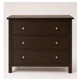 Three-Drawer Black Wood Dresser