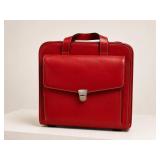 Jack Georges Red Leather Rolling Briefcase