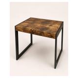 Metal and Wood Side Table, 22x22 Inches