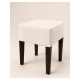 Square White Upholstered Stool