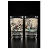 2 Currier & Ives Christmas Tumblers
