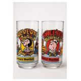2 Popeye Character Glasses 1982