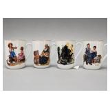 Four Norman Rockwell-Themed Mugs