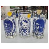 3 Presidential Glasses JFK Lincoln