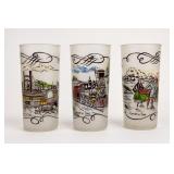 3 Libbey Carrier & Ives Drinking Glasses