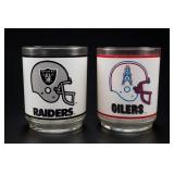 Mobil NFL Raiders and Oilers Glasses