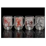 4 Vintage Song Lyric Glasses