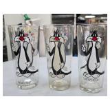 Three Sylvester Character Glass Tumblers