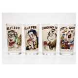1950s Federal Glass Poker Caricature Glasses