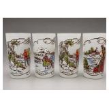 Four Currier & Ives Handleless Tumblers