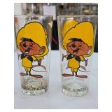 2 Speedy Gonzales Drinking Glasses