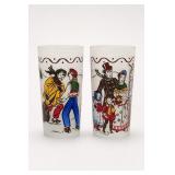 2 Federal Glass Christmas Around the World Glasses