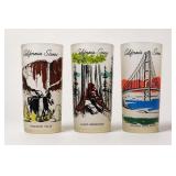 3 1950s-60s Libbey California Scenes Glasses